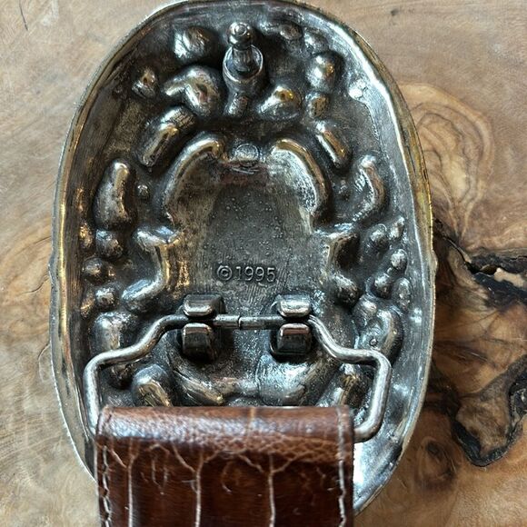 Vintage Brighton Cherub 38209 Brown Croc Embossed Leather Belt, 1995